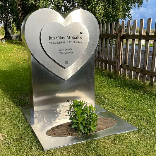 Gravstøtte Stål - Hjerte Rustfritt
